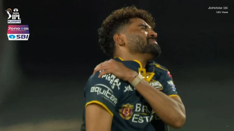 Mohammed Siraj RULED OUT? GT pacer suffers nasty shoulder injury during Qualifie – IPL 2026: क्वालीफायर 2 में मोहम्मद सिराज को लगी चोट, क्या GT के लिए बढ़ी मुश्किलें?